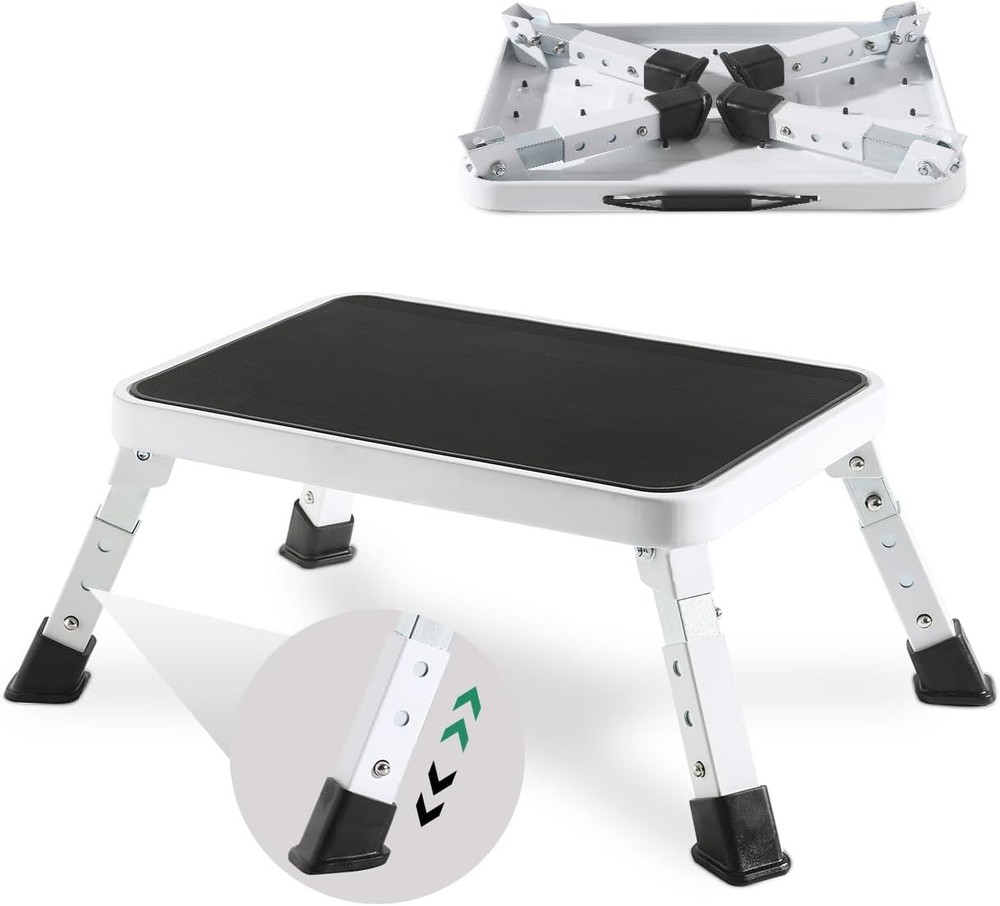 Adjustable Folding One Step Stools Adults Heavy Duty Metal Step Stool