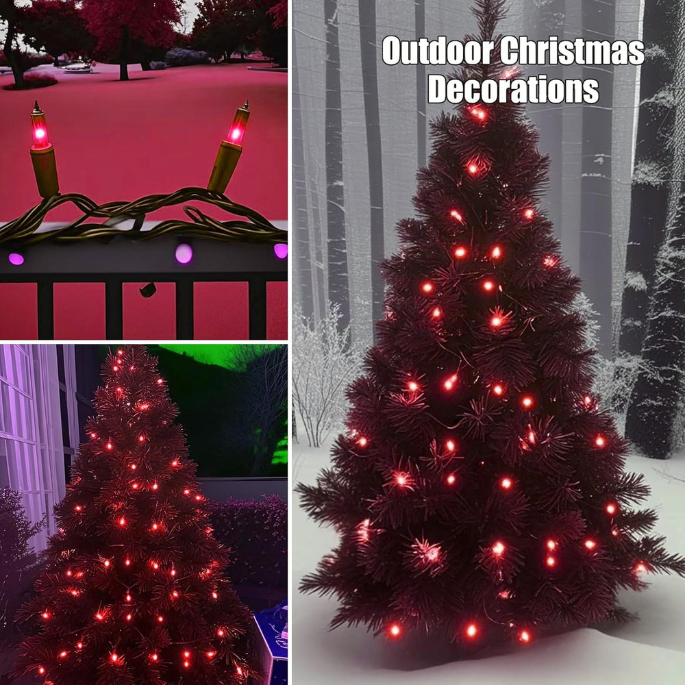 Christmas Lights 100 Count Red Christmas Tree String Lights with White Wire for