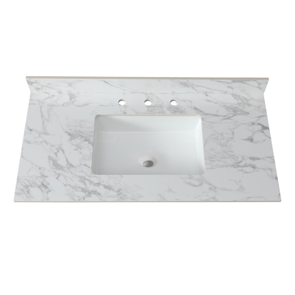 43"x22" Sintered Stone Bathroom Vanity Countertop with Rectangular Ceramic