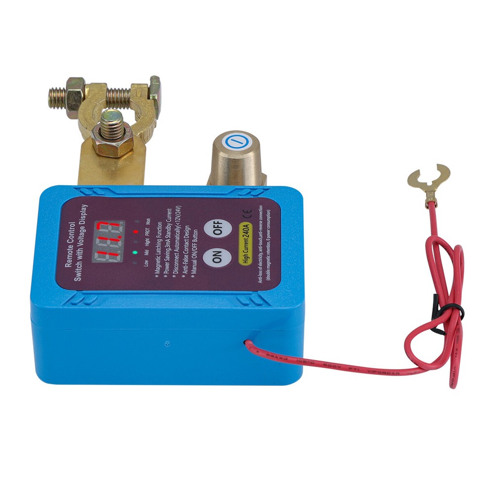 Remote Battery Disconnect Switch 12V/24V 240A Kill Switch LED Voltmeter Display