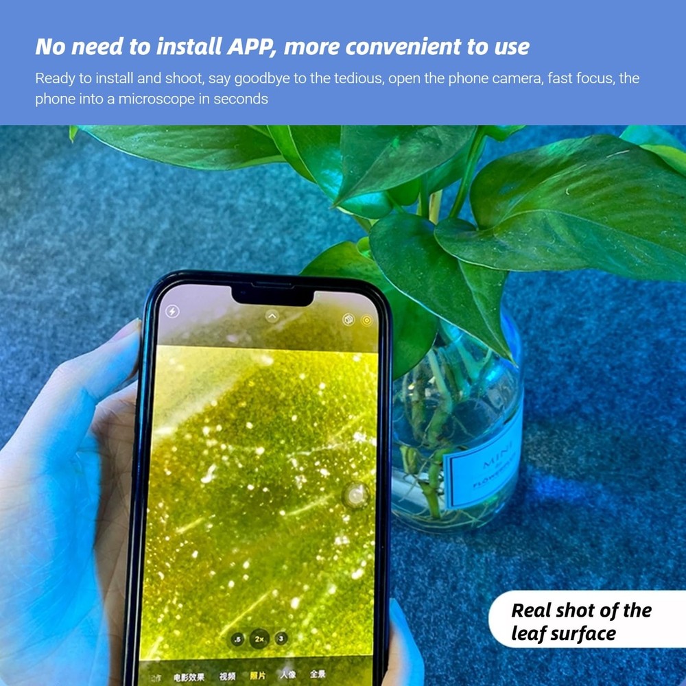 DAUERHAFT 400x Microscope Lens, Quick Focus Simple Phone Microscope Lens Chut...