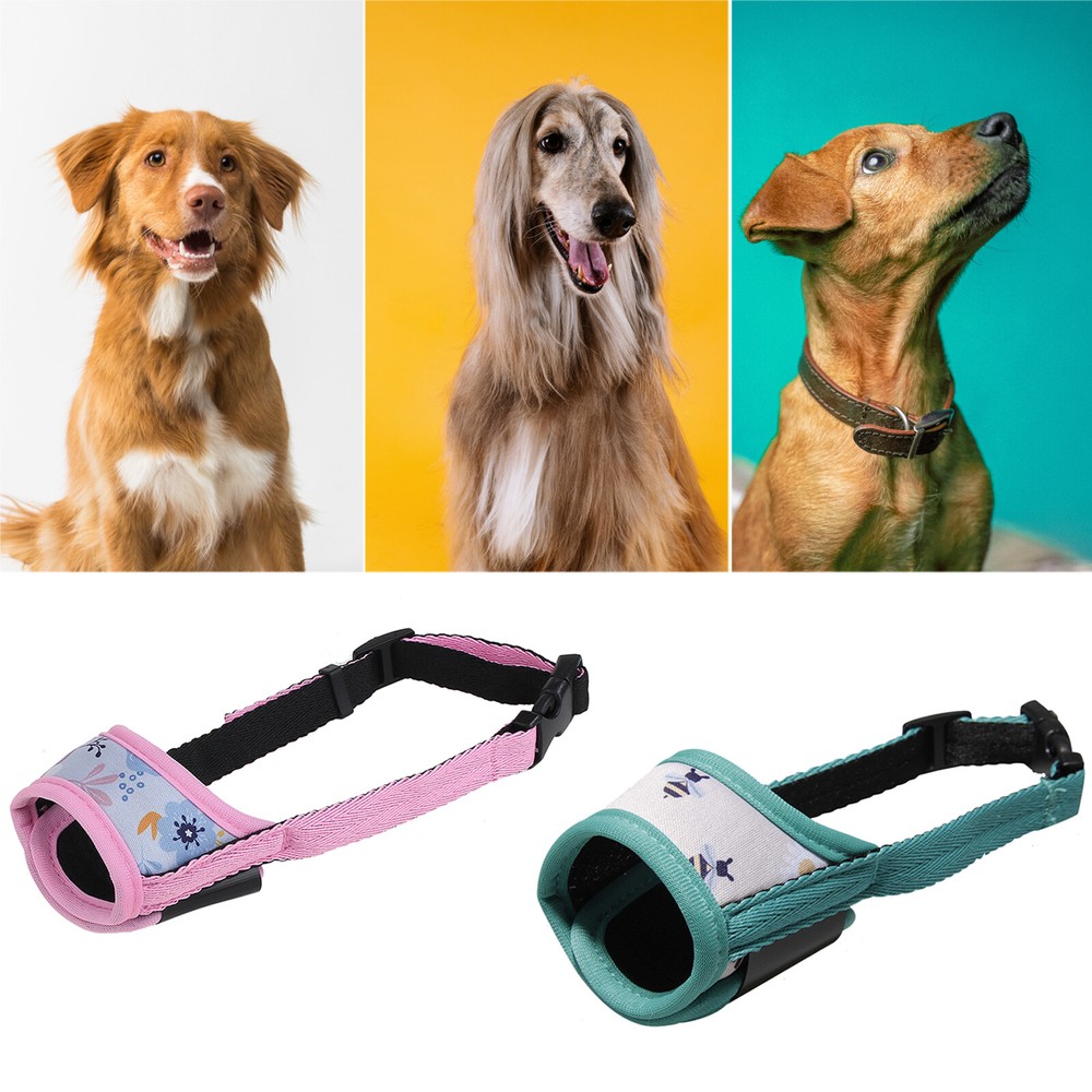 2 PACK Soft Nylon Print Dog Muzzle Breathable Adjustable for Small Medium Large