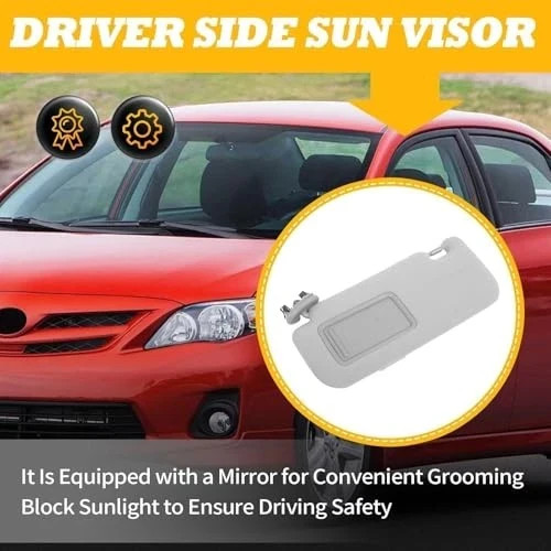 Gray Sun Visor Left Driver Compatible with Corolla 2009 2010 2012 2013