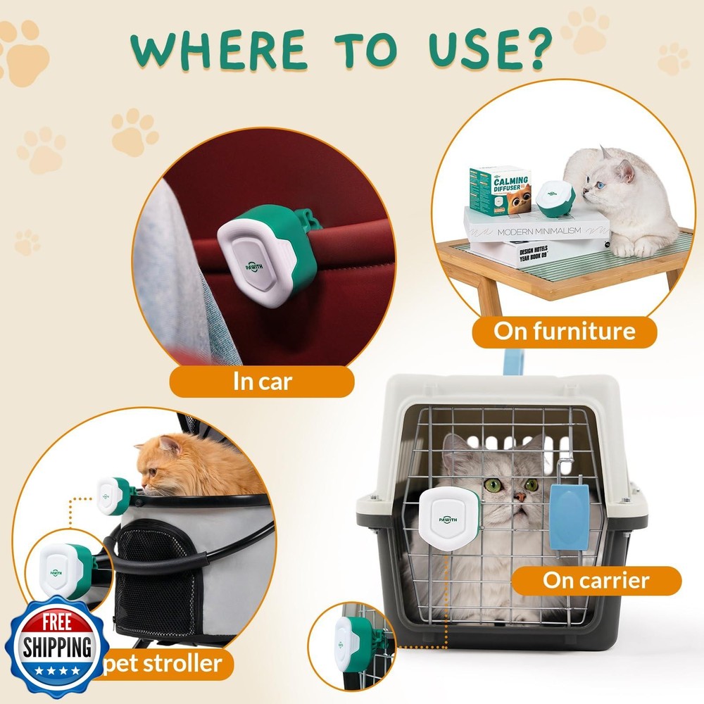 Pawith Cat Calming Diffuser for Travel – Pheromone Diffuser for Cats and Kitt