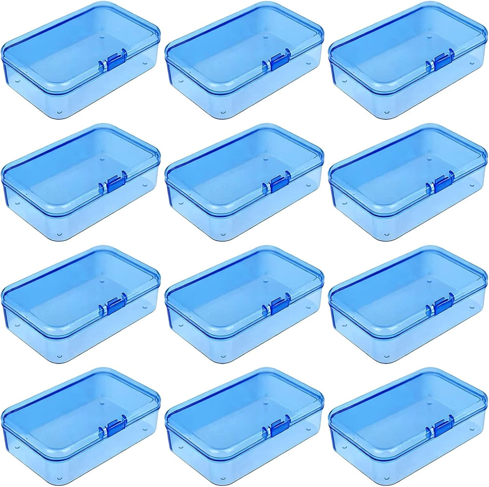 12 Pieces Mini Rectangular Plastic Boxes Empty Storage Organizer Containers with