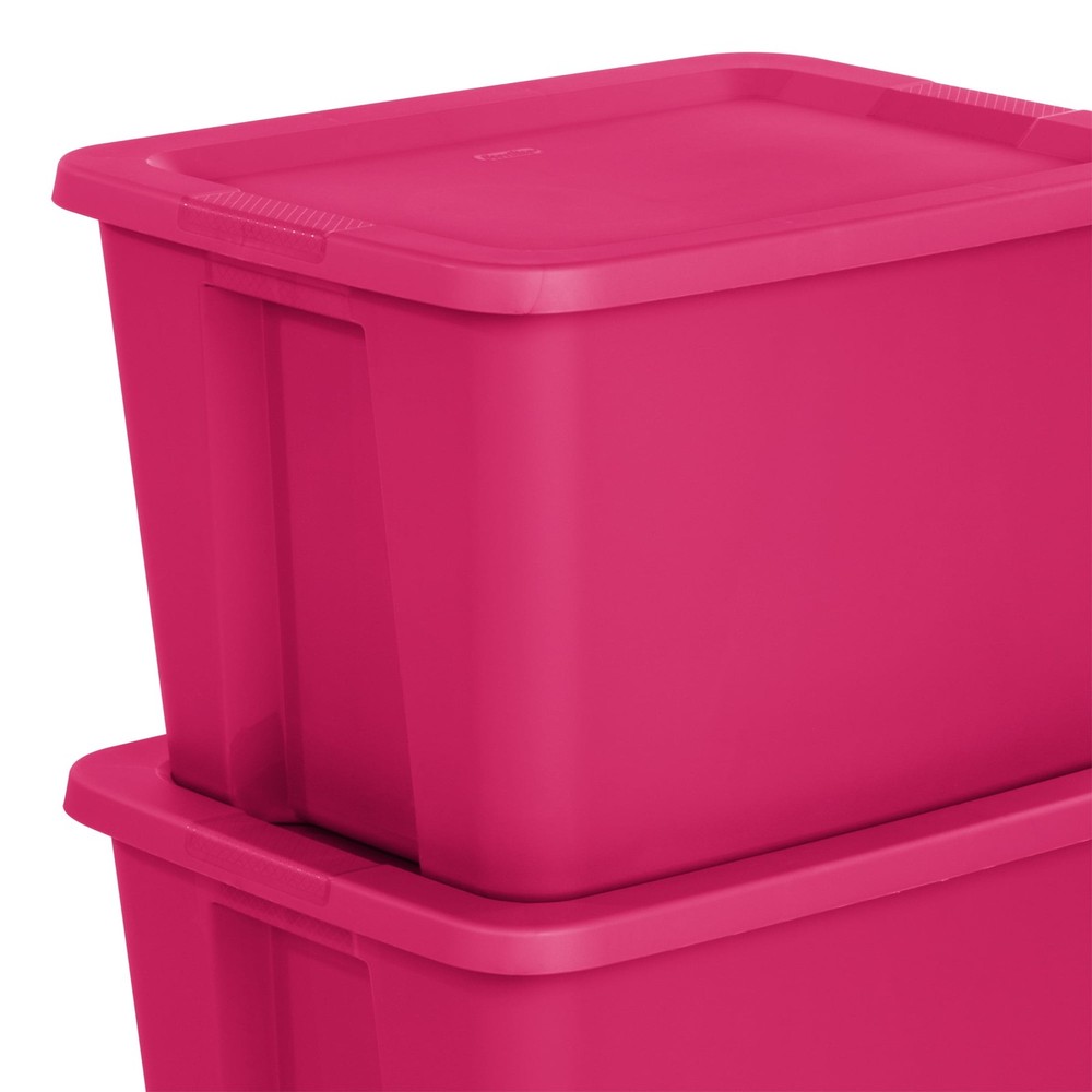 Sterilite Large Storage Bin, 18 Gallon Durable Plastic Storage Tote Pink, 8 Pack