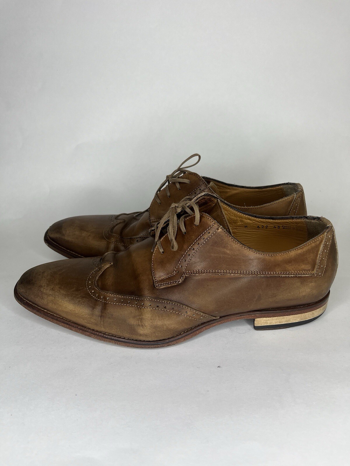 Jose Real Mens Sz 43 (US 10) Brown Leather Oxford Dress Shoes Hand Made In Italy