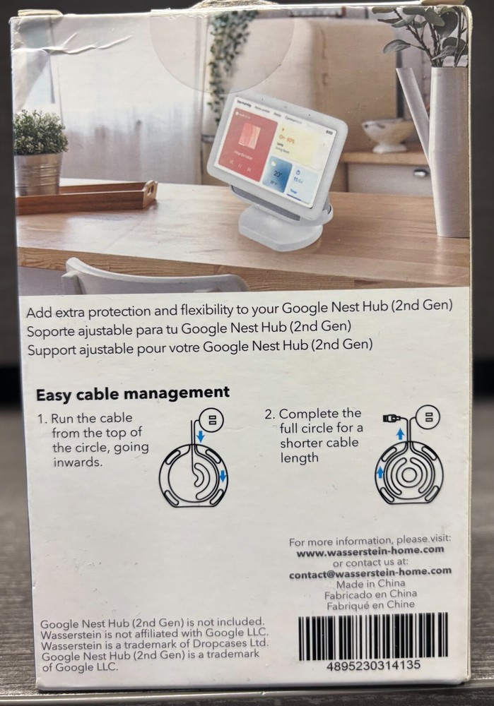 Wasserstein Adjustable Stand for Google Nest Hub (2nd Gen) - White