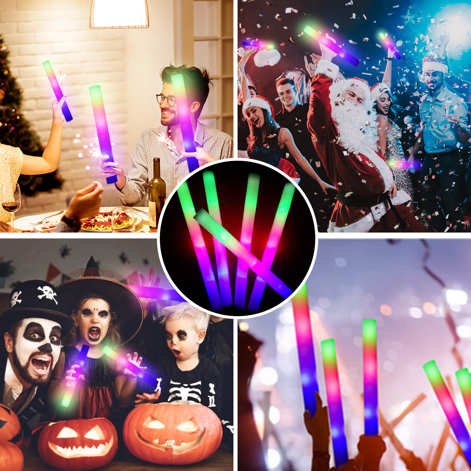 LED Light Up Foam Sticks 100-500PCS Baton Wands Rally Party Rave Tube Glow Wands