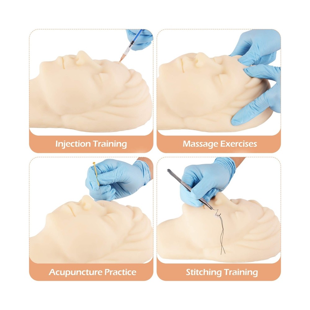 Injection Training Silicone Mannequin Face Model Head Model for Micro-Plastic...