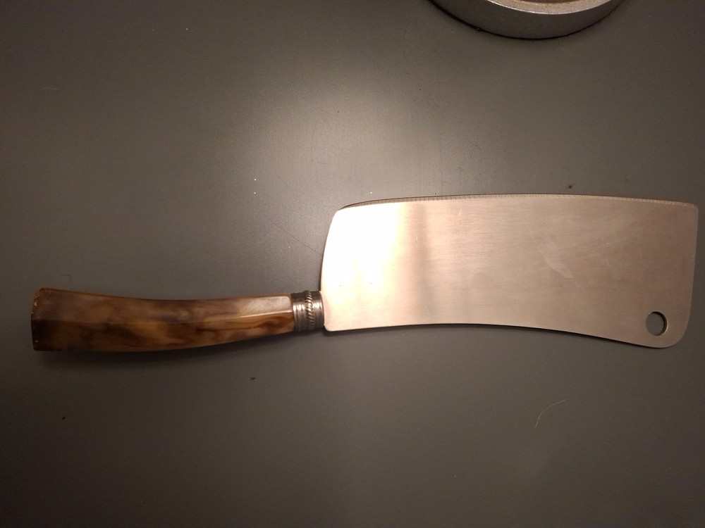 Butterscotch Rootbeer Marble Bakelite Handle Meat Cleaver Vintage