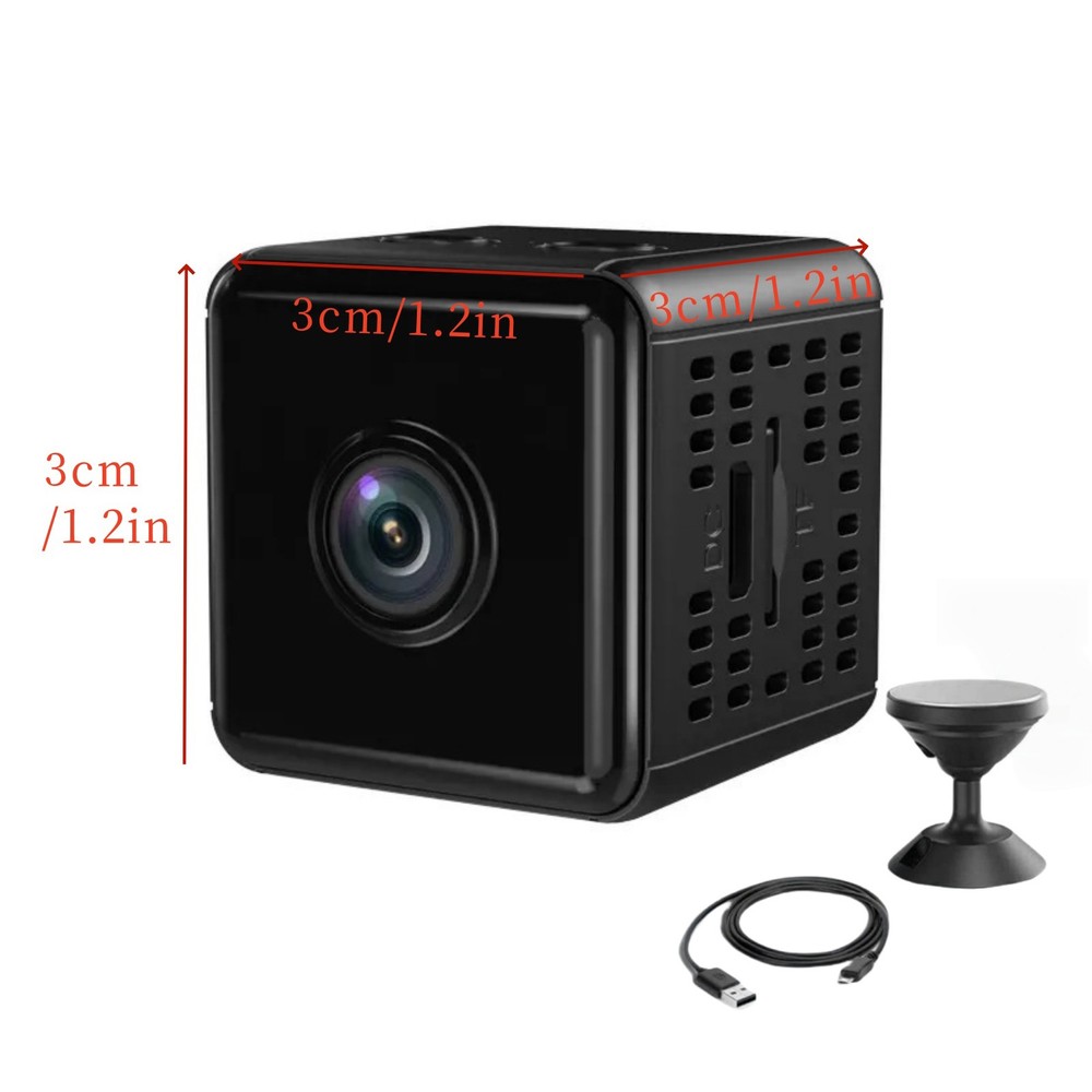 WiFi Mini Camera w/Ceiling Mount 2.4GHz iOS Android Motion Alert Night Vision