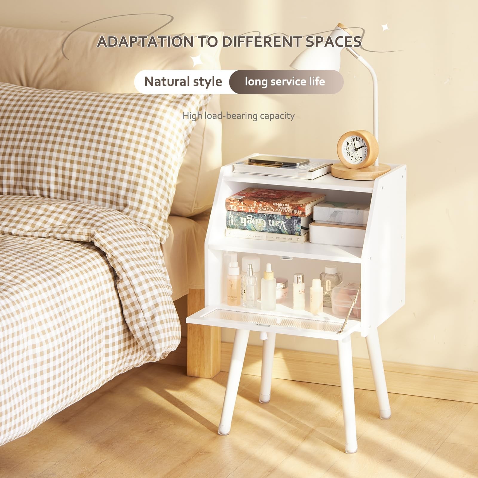 Mid Century Modern Nightstand Side Table End Table Bedside Table 2-Layer Stor...