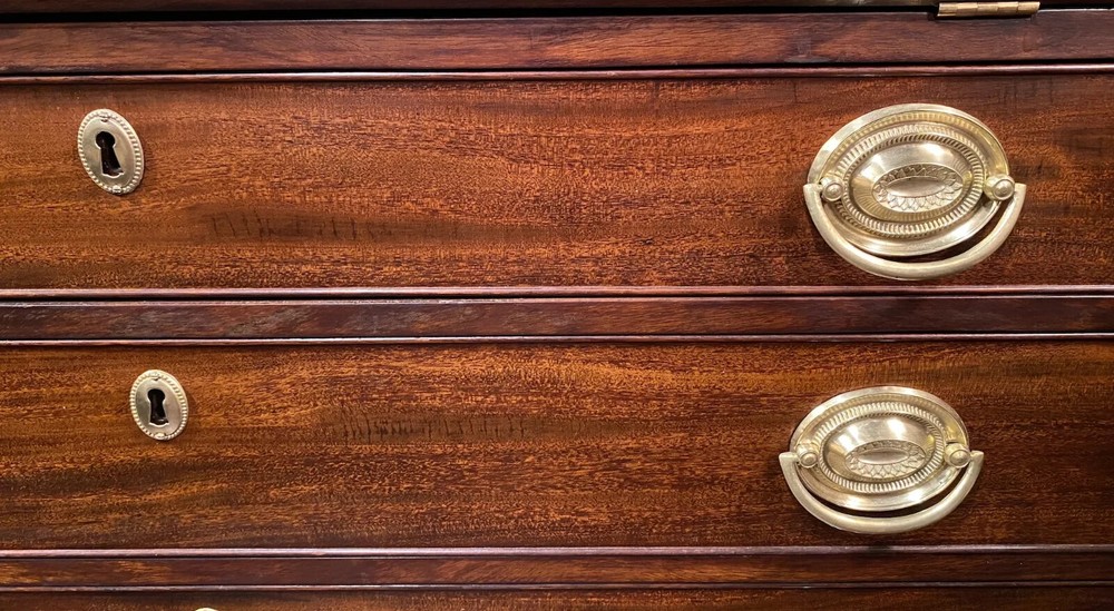 18th c Massachusetts Fall Front Desk in Mahogany