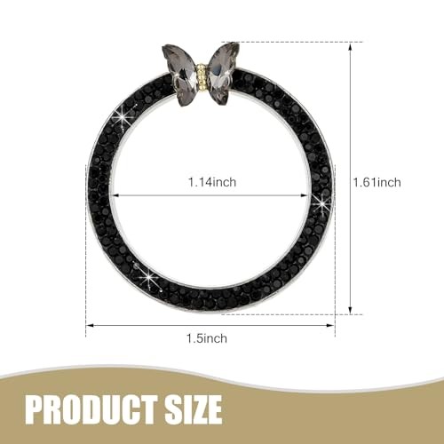 Car Bling Engine Start Stop Decorative Ring, Butterfly Diamond Start 1 PC Black