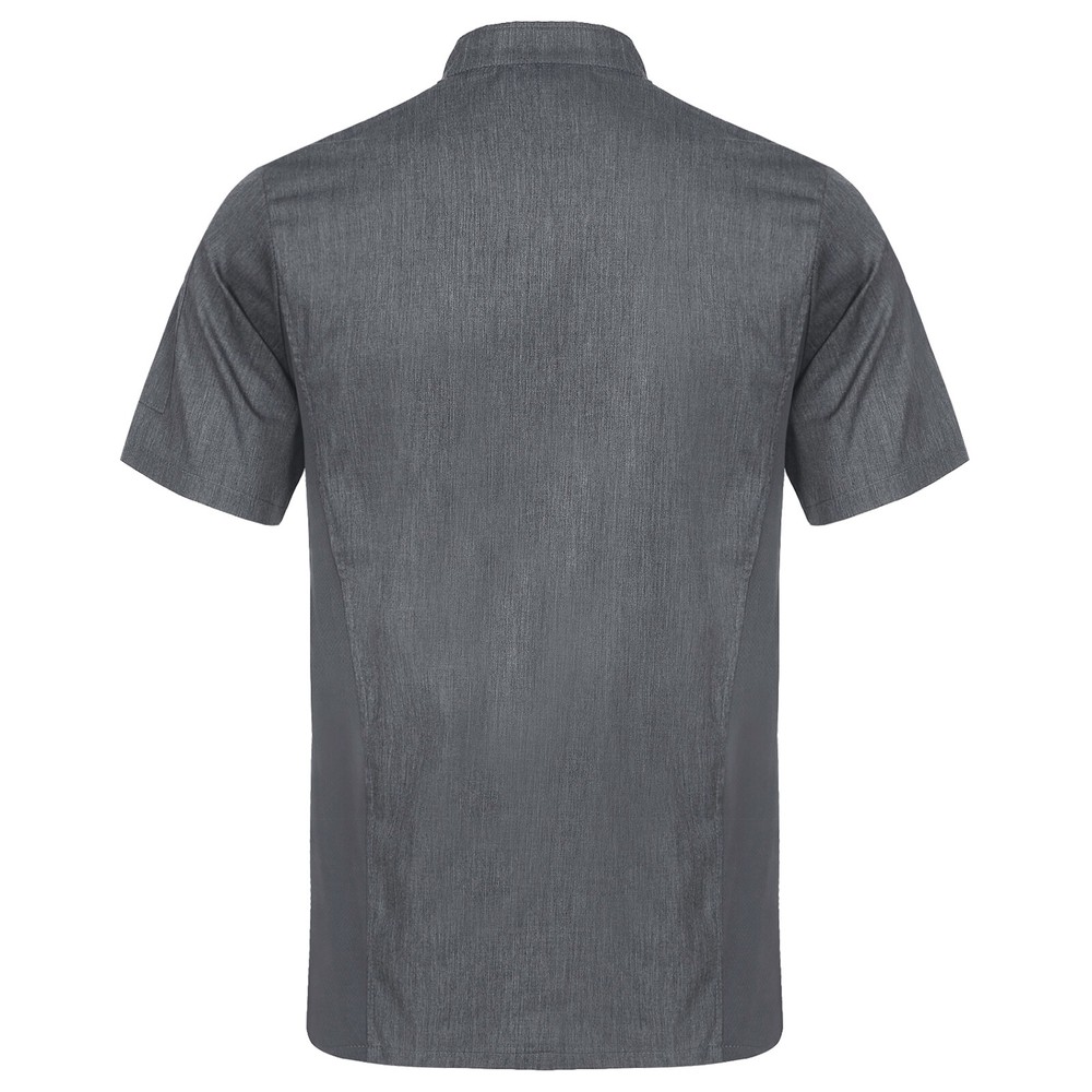Men Short Sleeve Classic Chef Jacket Solid Color Work Shirts Kitchen Cook Bakery