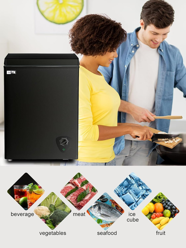 3.5 Cu.Ft Chest Freezer Small Deep Freezer Adjustable Temperature Control