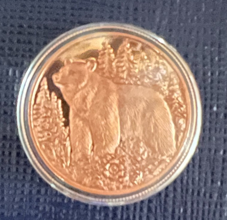 1 Oz. Copper Bear High Relief Round