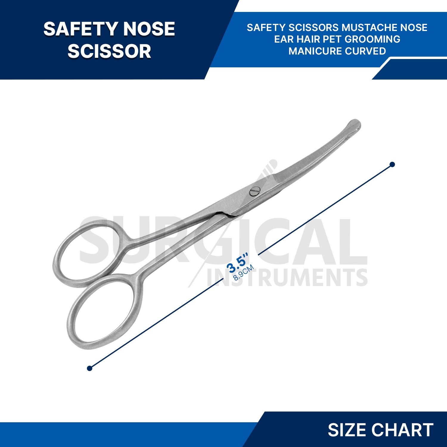 Dog Grooming Scissors 3.5" Curved W/Safety Tips for Eye Ear Nose German Grade