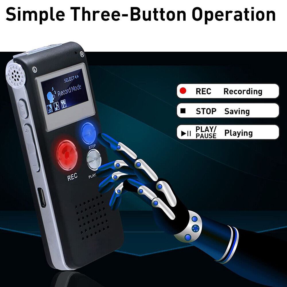 Lecture Digital Voice Recorder Dictaphone Audio MP3 Sound Mini Spy Recorder Mic