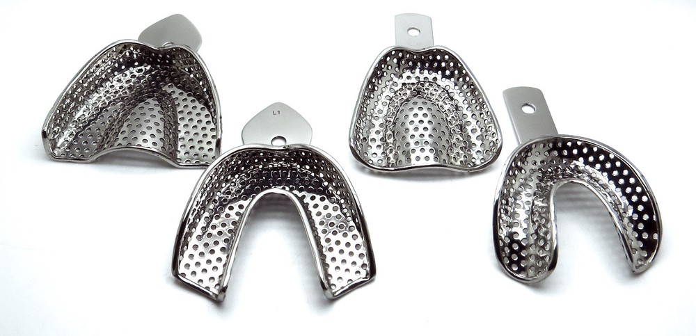 4 Pcs Dental Impression Perforated Large Trays Upper Lower Instruments