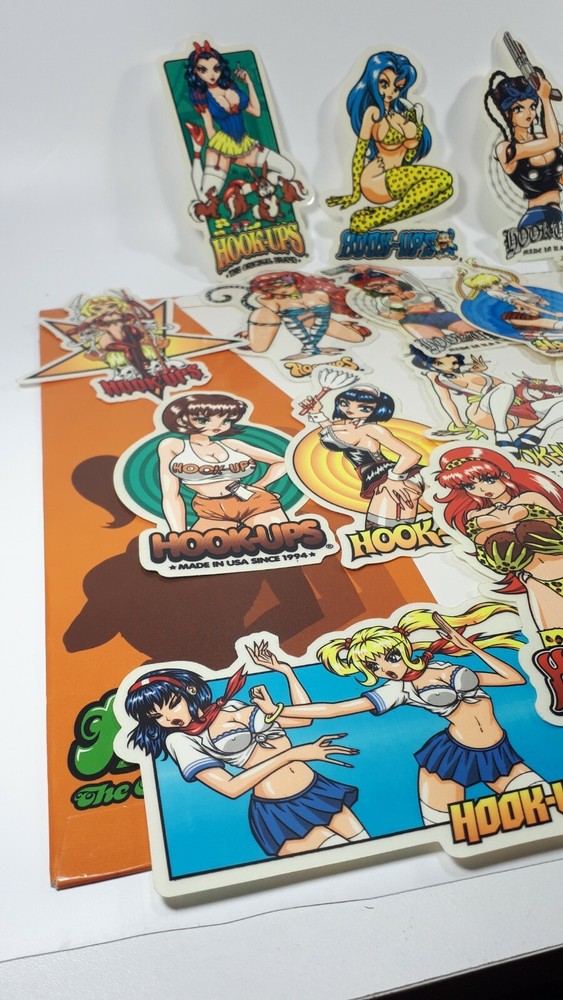 Hook Ups HUGE sticker lot with hook ups folder