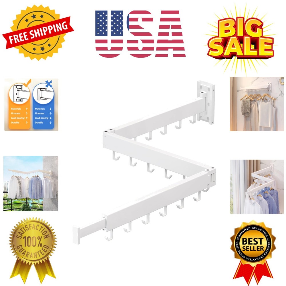 Clothes Drying Rack,Laundry Space Saver Wall Mounted,Retractable,CollapsibleT...