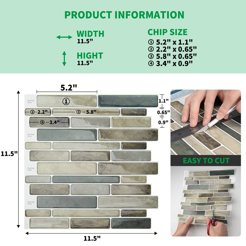 Marble Peel and Stick Backsplash for Kitchen, 3D Adhesive Tile Backsplash for...