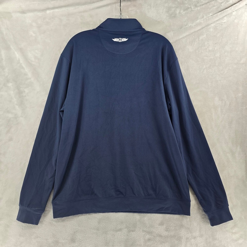 Straight Down Pullover Mens Large Navy Blue Pebble Beach Golf 1/4 Zip Stretch