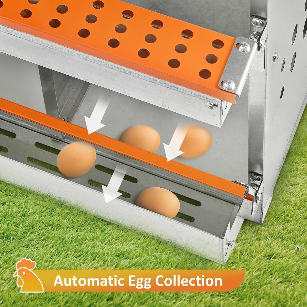 Chicken Nesting Box 10 Holes Metal Poultry Brooding Box Automatic Egg Rollout