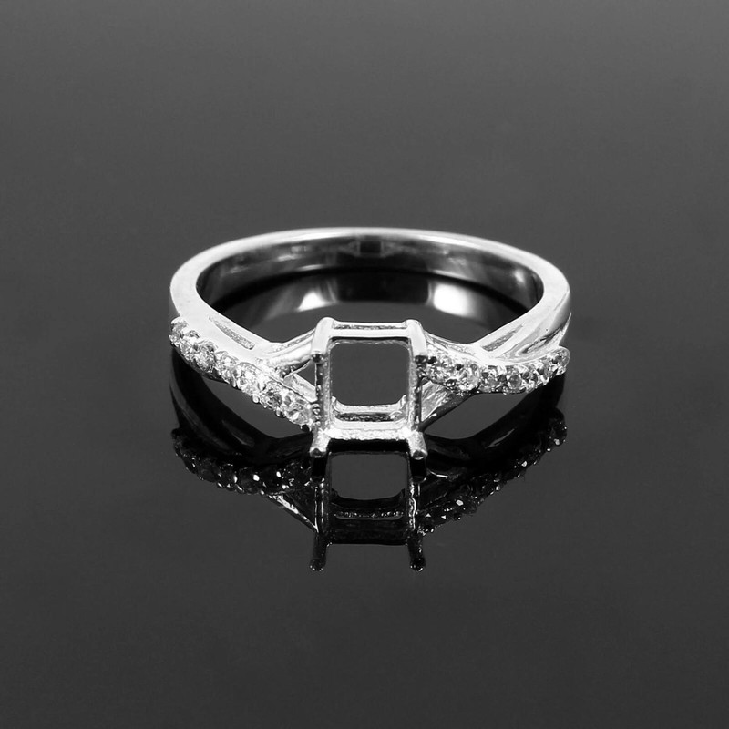 Semi Mount Ring setting 5x5 mm Square Shape Solitaire 925 Sterling Silver Ring