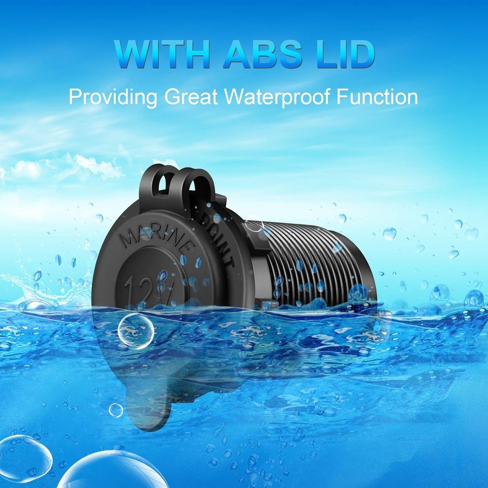 Waterproof 12V Cigarette Lighter Socket with Overload Protection for Vehicles
