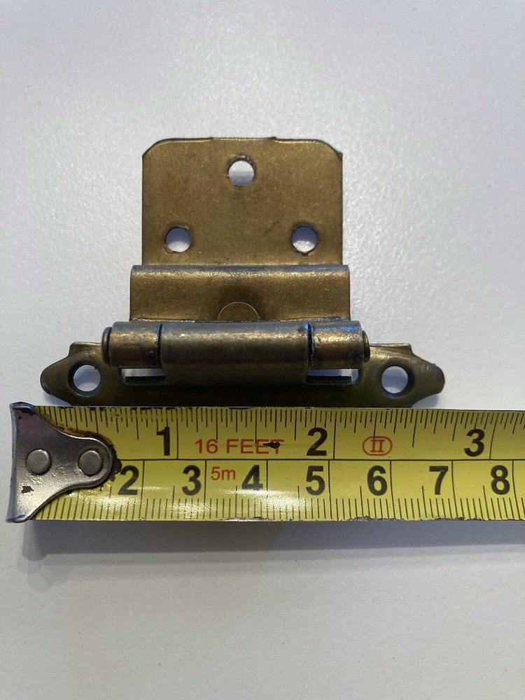 Pair Face Mount Burnished Brass 3/8" Inset Hinges Self-Closing.