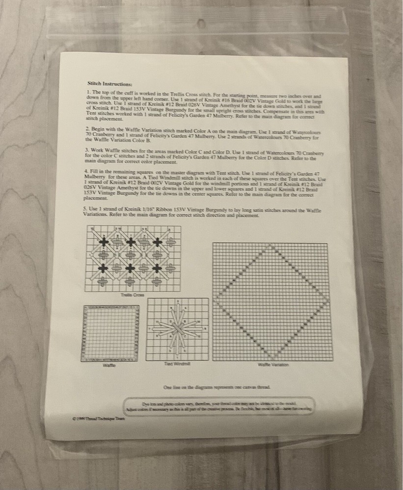 Vintage Berries Christmas Cuff needlepoint pattern Thread Technique Team