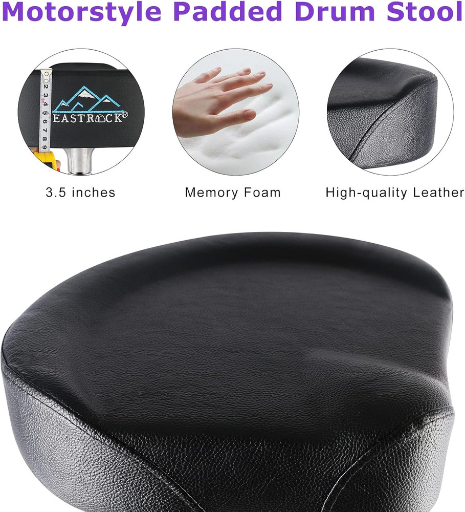 EASTROCK Drum Throne Adjustable Height, Drum Stools Rotatable Padded Motorcycle