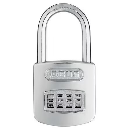 Abus 160Hb/50-50 Combination Padlock, Front, Black/Silver