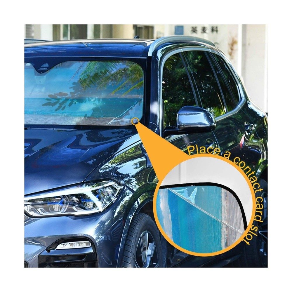 Tropical Palm Tree Beach Car Windshield Sun Shade Blocks UV Rays Su... Fast Ship