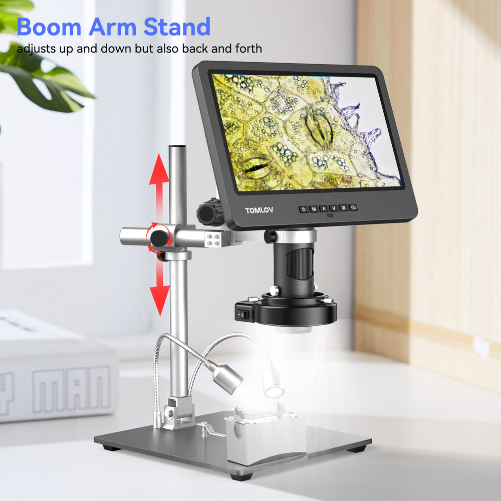 TOMLOV 10" Digital Microscope 2000x Soldering Microscop Flexibable Arm Stand