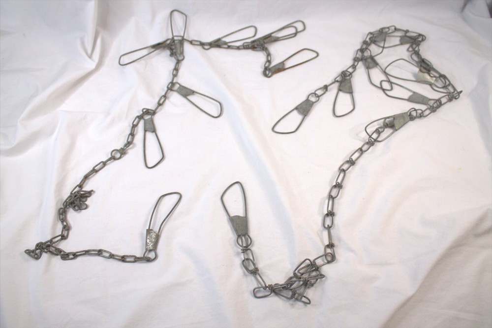 Fish Stringers Metal Chain Link 8 and 9 Snap Loops Clips Vintage fish stringers