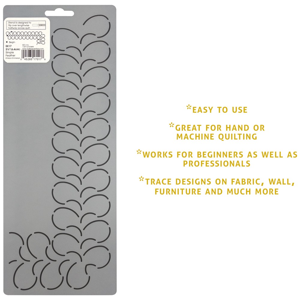 Feather Quilting Stencil Leaf Border Quilt Stencils 2.5" Corner Pattern Template