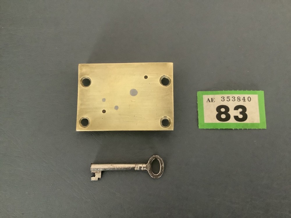SOLID BRASS DRAWER LOCK - 66mm x 12mm x 47mm - EXCELLENT CONDITION
