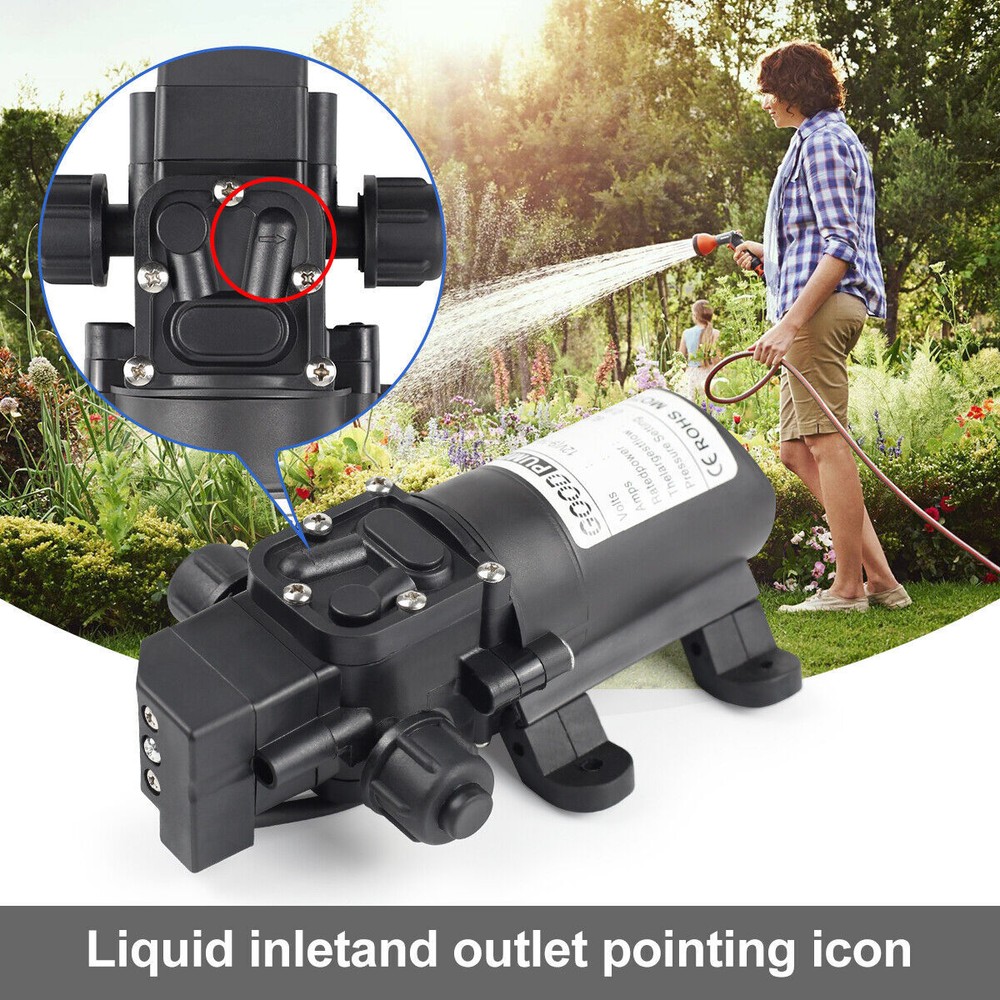 12V Water Pump 130PSI Self Priming Diaphragm High Pressure Automatic Switch