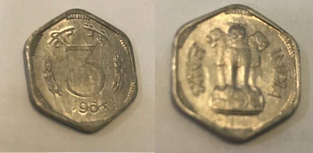 1964 India 3 Paise