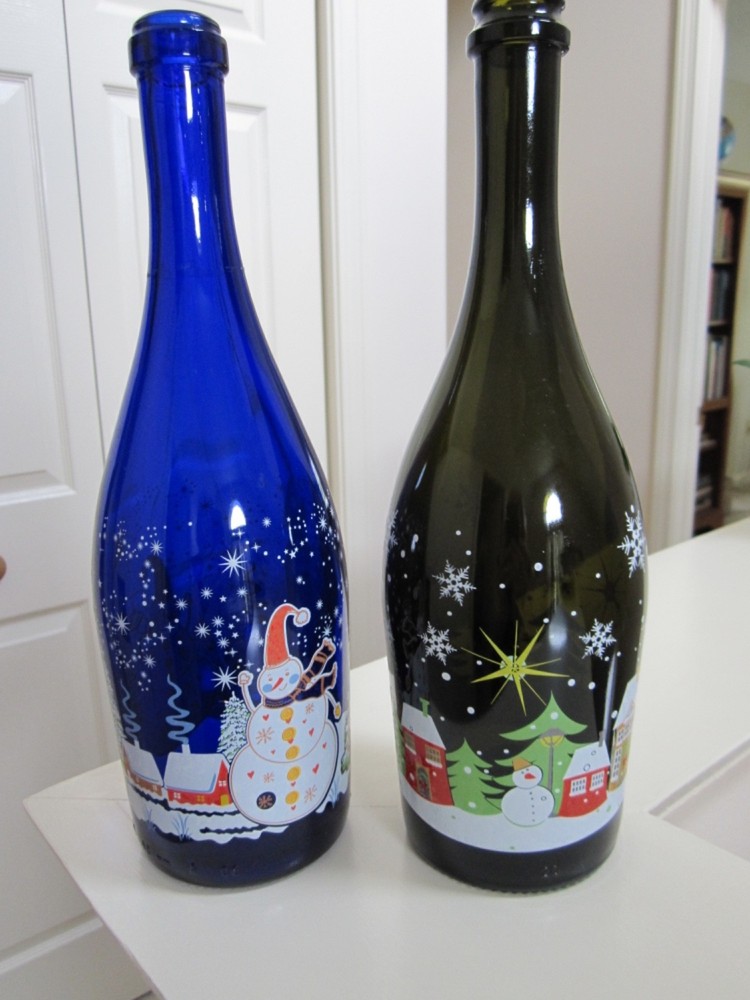 2 Empty Happy Winter Holidays Spumante Bottles
