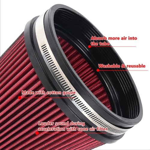 6" Inlet Cold Air Intake Filter Cone Replacement Performance Red (6" Tall)
