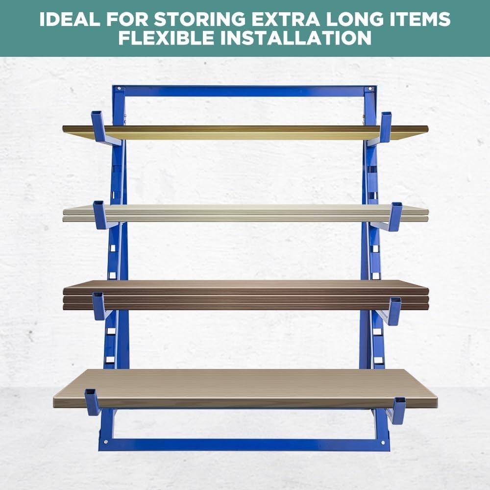 Heavy Duty Steel Horizontal Storage Rack with 4-Level Lumber/Pipe Organizer