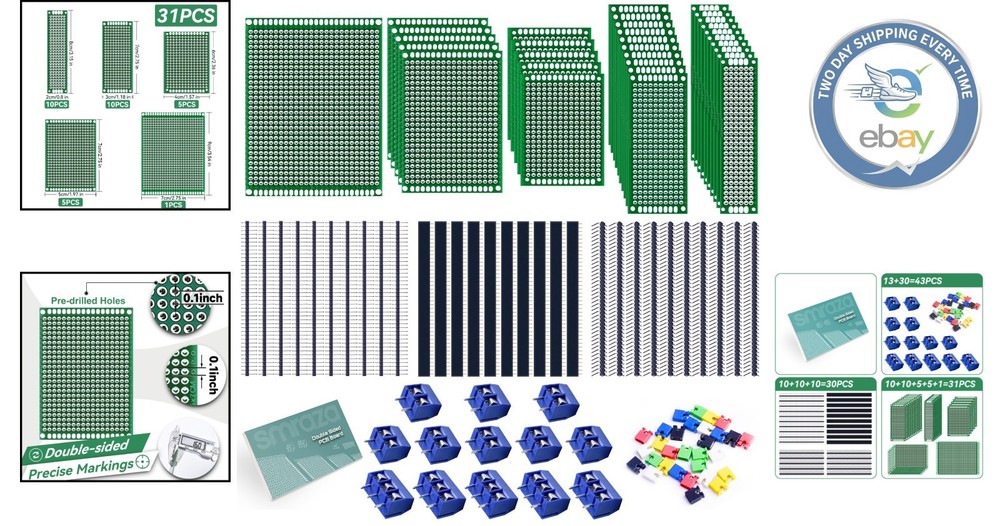 Versatile 104pcs PCB Board Kit for Electronic Prototyping with Header Connectors