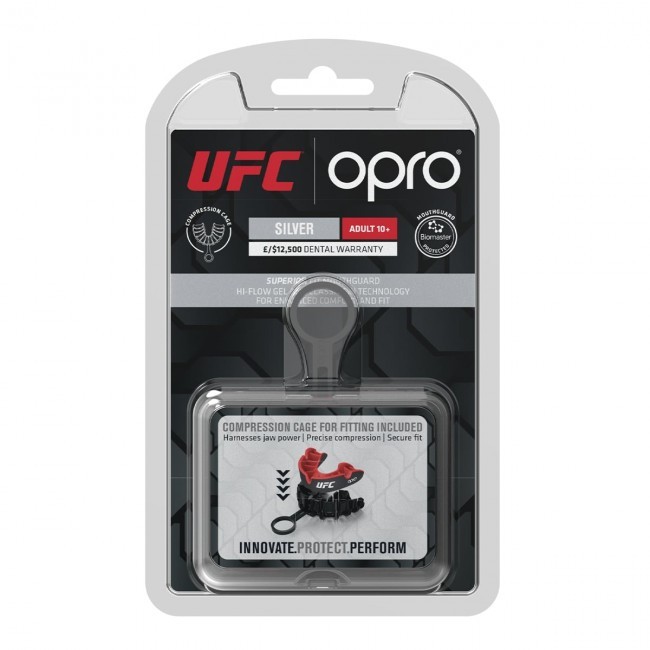 Opro Ufc Silver Black-Red Jaw Protector