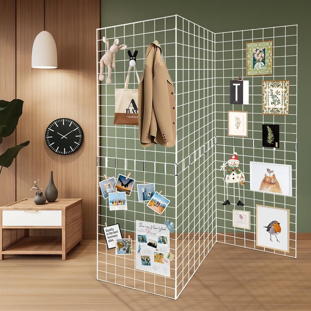 NEW Grid Wall Panels 3 Pcs Metal Grid Wall Panel Display Stand 2x6 White