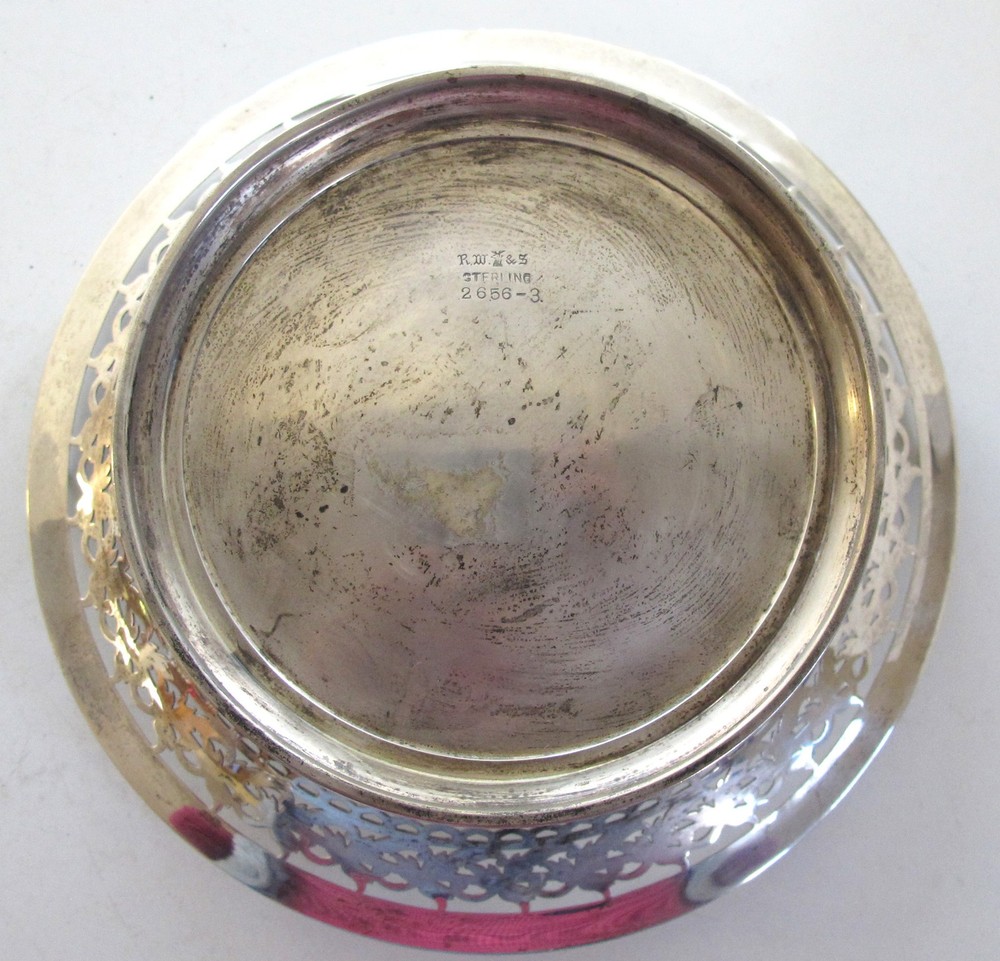 WALLACE Silversmiths STERLING SILVER DISH Moving Handle Pierced Design BASKET